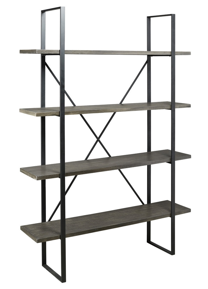 Gilesgrove Gray Wood/Black Metal Bookcase