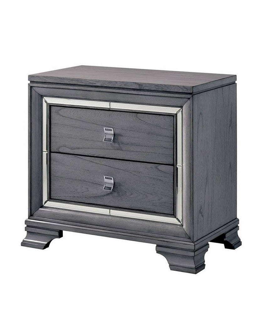 Alanis Light Gray Wood 2-Drawer Nightstand