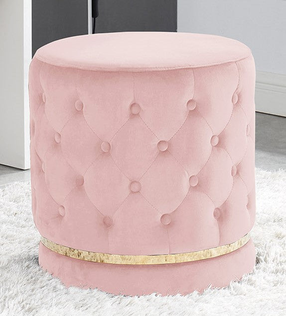 Shelby Peony Pink Velvet Round Swivel Stool