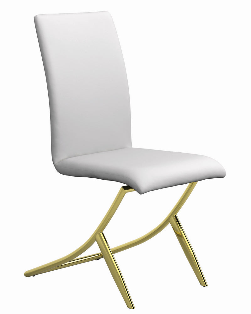 Chantar 4 White Leatherette/Brass Metal Side Chairs