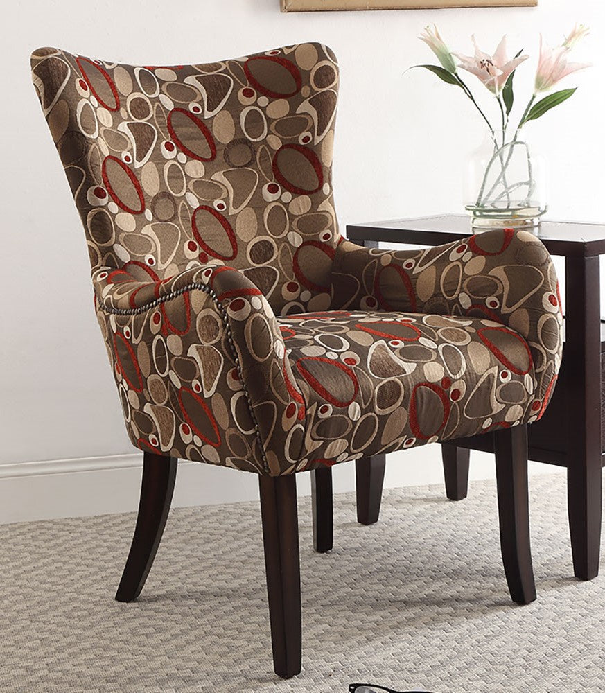 Janele Red Circle Pattern Fabric Chair