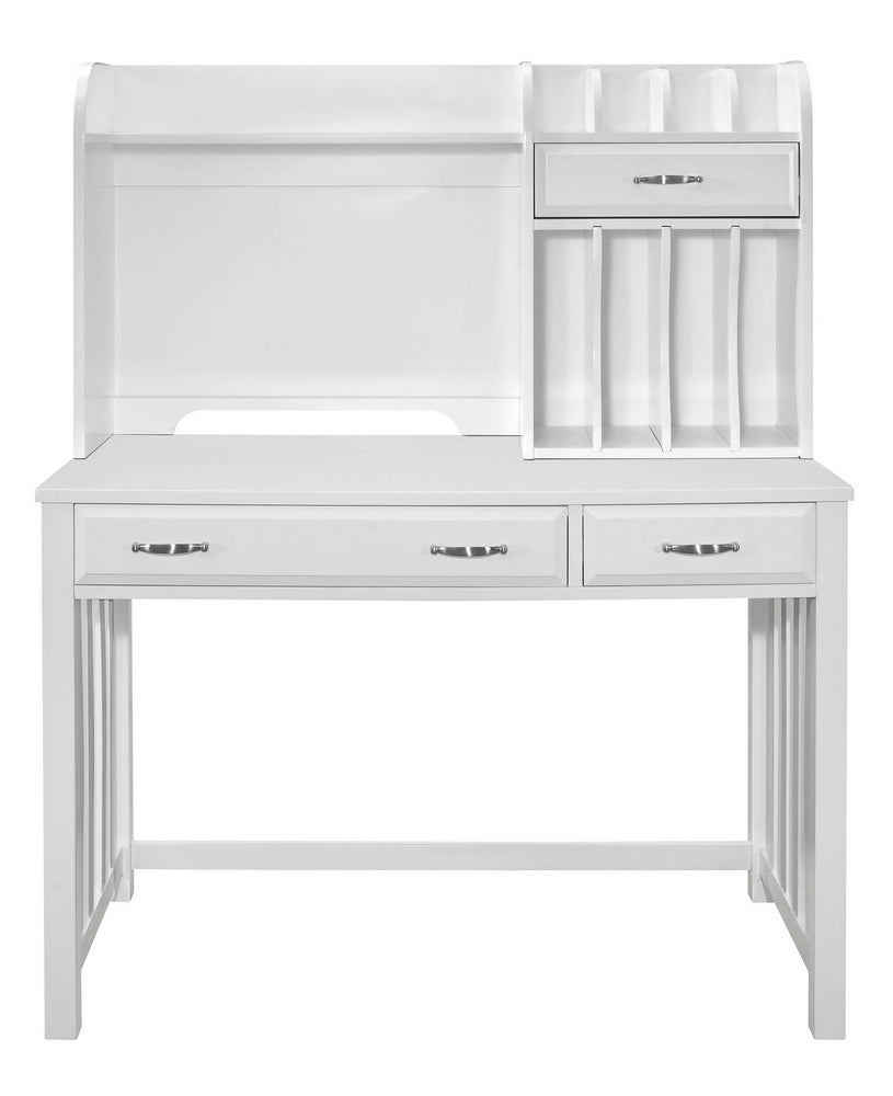 Blanche White Wood 2-Drawer Desk with Hutch