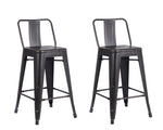 Norina 2 Distressed Black Metal Counter Height Stools