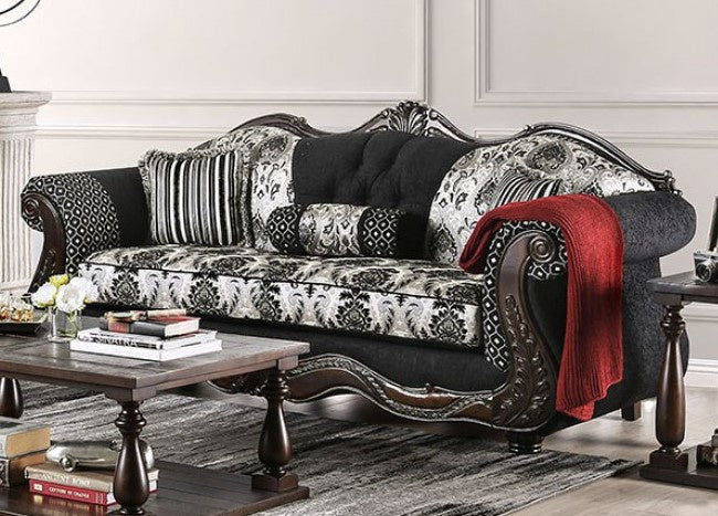 Ronja Black Chenille Sofa (Oversized)