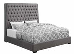 Camille Grey Fabric Cal King Bed with Extra Tall Headboard