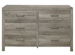 Mandan Gray Wood 6-Drawer Dresser