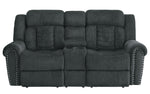 Nutmeg Charcoal Manual Recliner Loveseat with Console