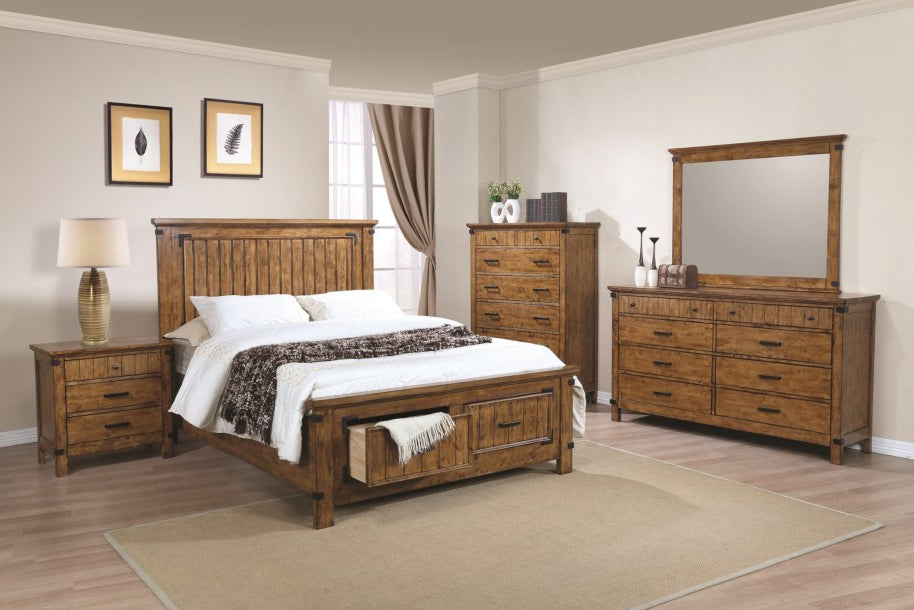 Brenner 5-Pc Rustic Honey Wood Full Storage Bedroom Set