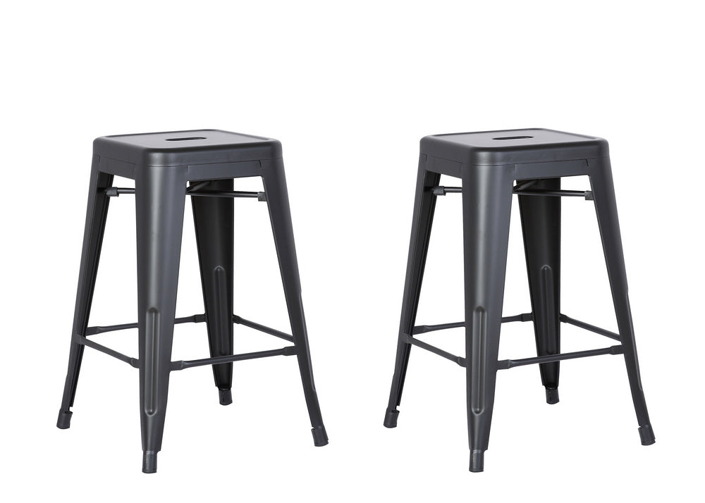 Clelia 2 Matte Black Metal Counter Height Stools