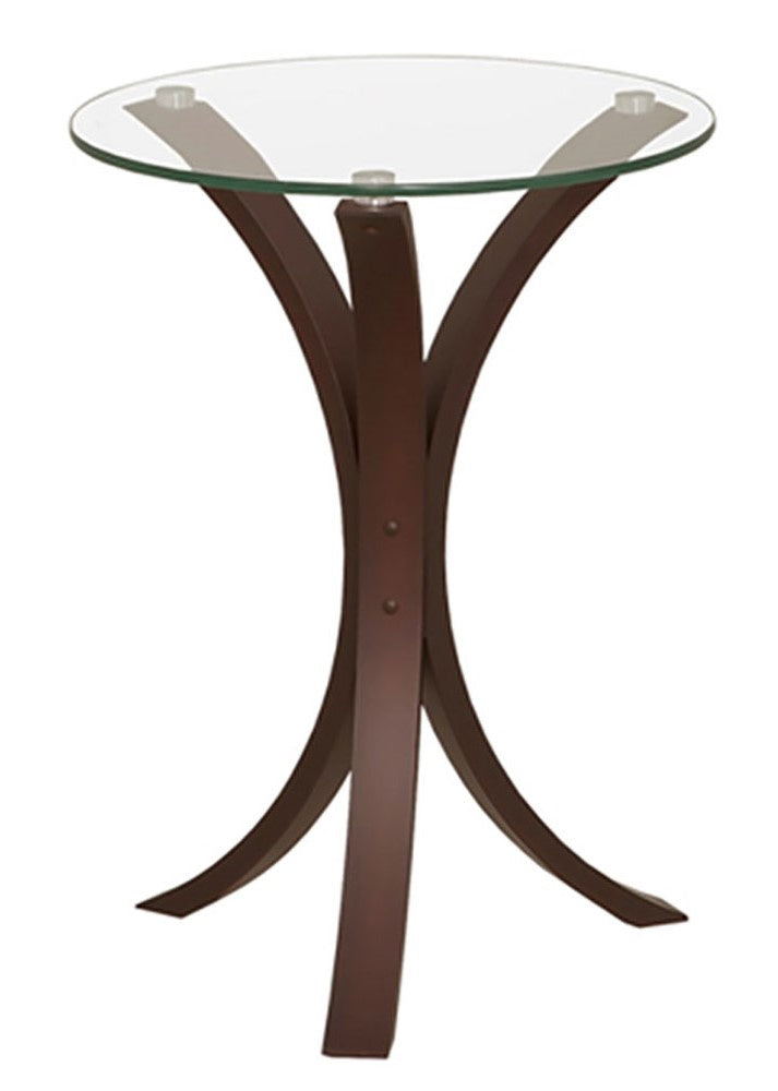 Suzy Clear Glass/Brown Wood Side Table