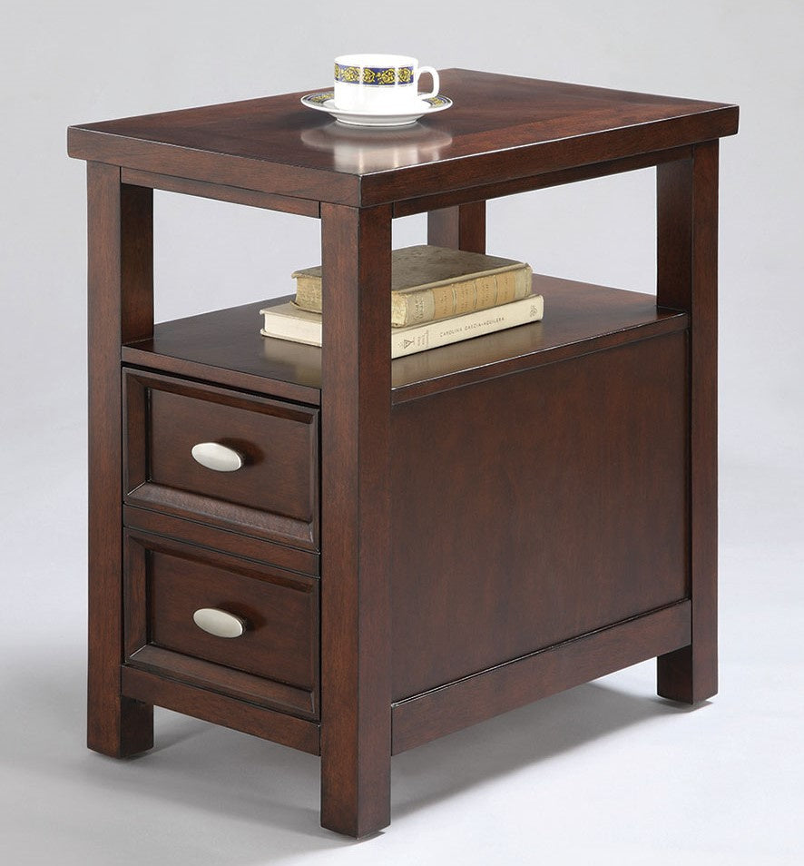 Prudence Dark Cherry Finish Wood Chair Side Table