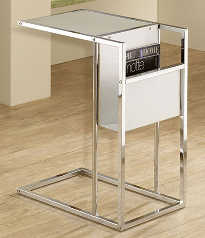 Anita White Tempered Glass/Metal Magazine Table