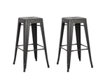 Clelia 2 Distressed Black Metal Bar Stools