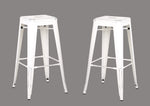 Clelia 2 Distressed White Metal Bar Stools