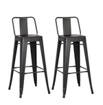 Norina 2 Matte Black Metal Barstools with Bucket Back