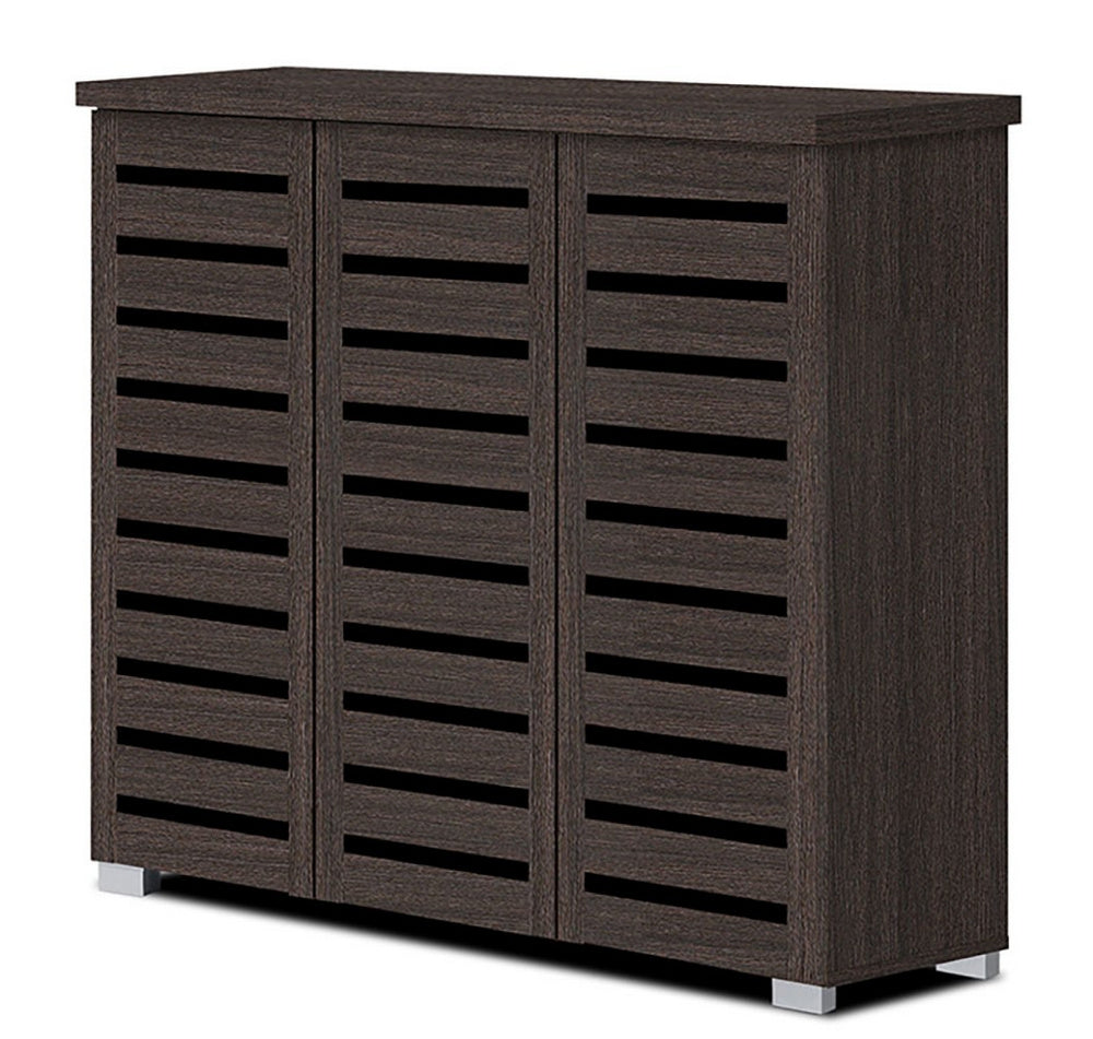 Amity Espresso Wood Shoe Cabinet w/3 Doors