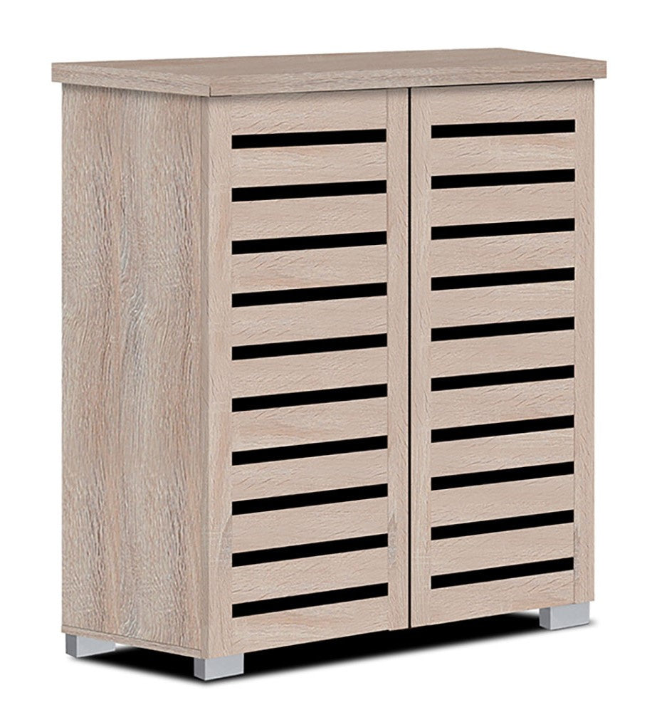 Amity Natural Finish Wood Shoe Cabinet w/2 Doors