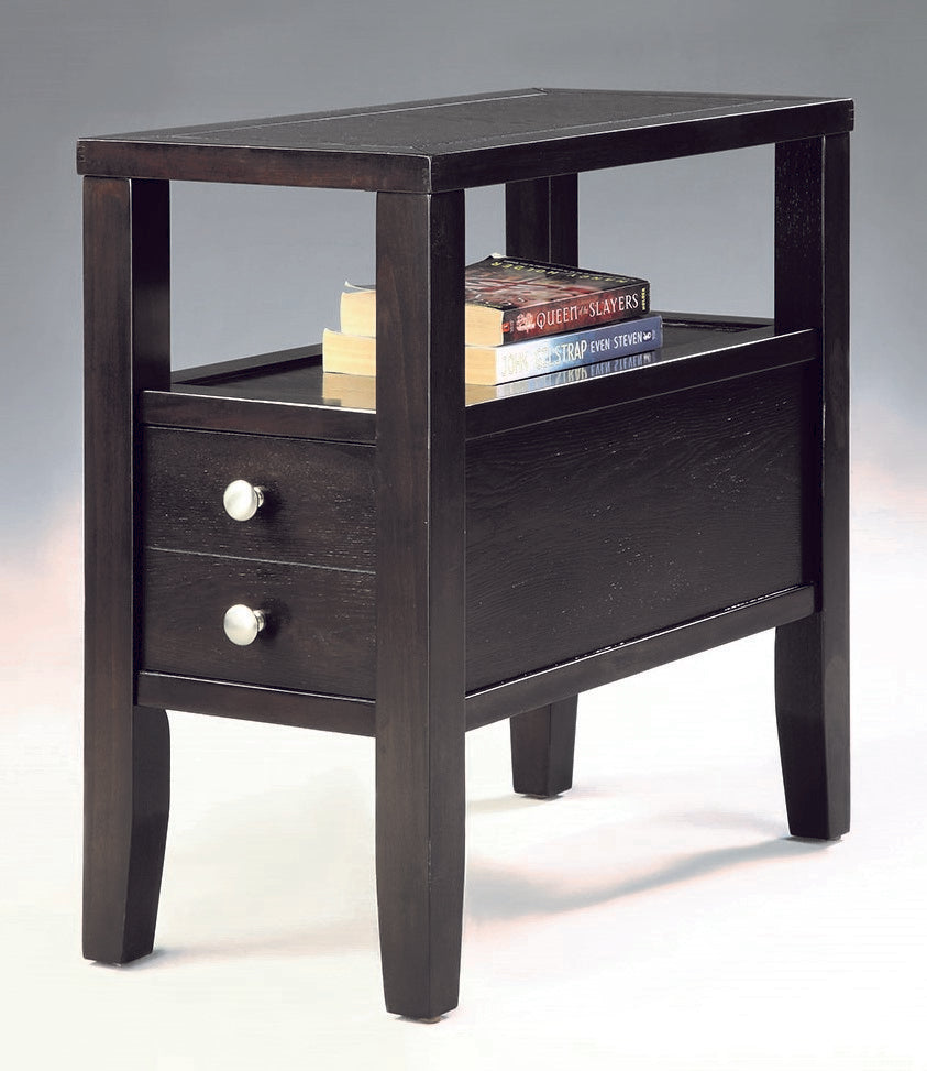 Eden Espresso Wood 2-Drawer Chair Side Table