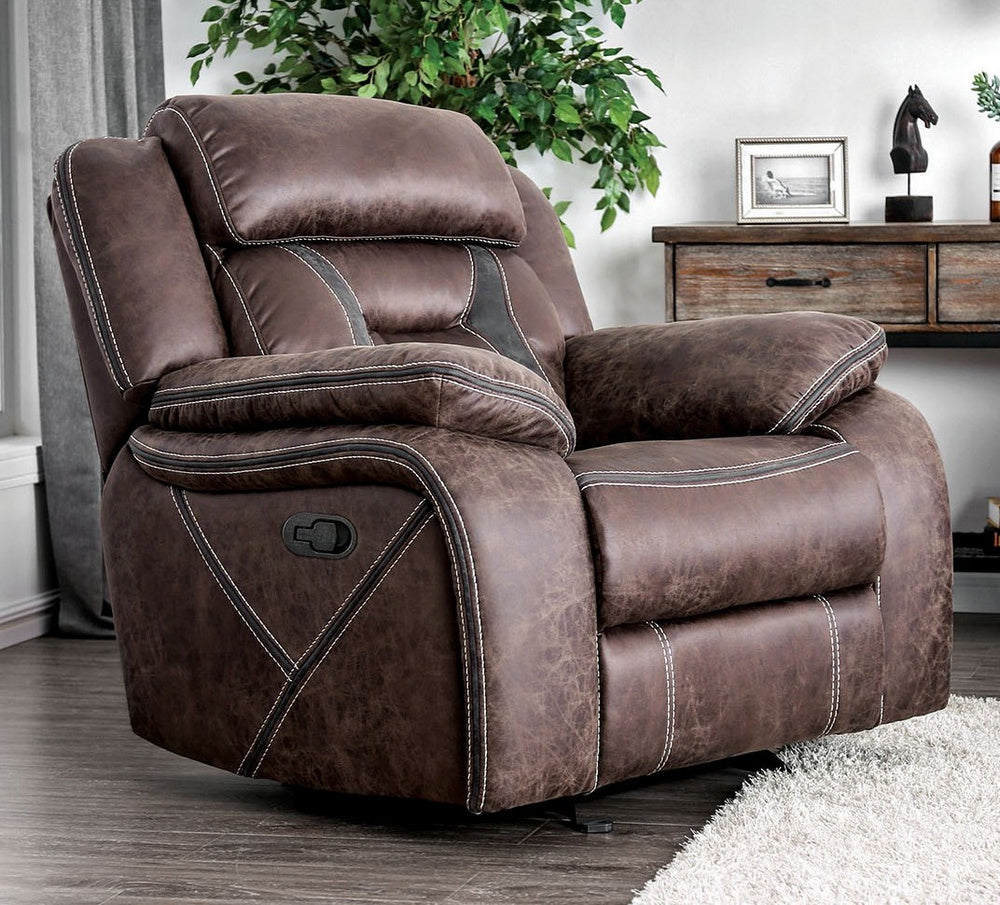 Flint Brown Fabric-Like Vinyl Manual Recliner