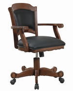 Turk Black Leatherette/Tobacco Wood Game Chair