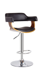 Luciana Walnut/Black PU Leather/Wood Swivel Bar Stool