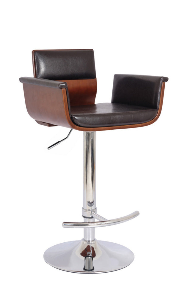 Orsola Cherry/ Black PU Leather Swivel Bar Stool