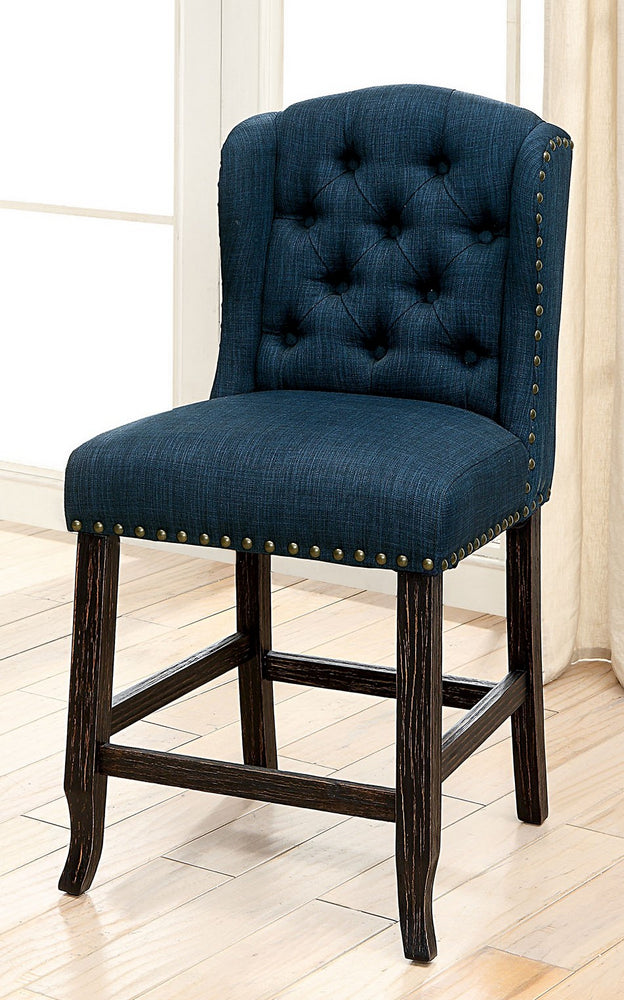 Sania II 2 Blue Fabric Counter Height Chairs