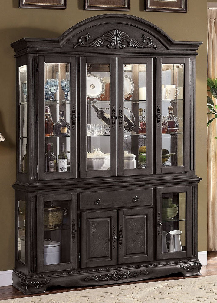 Petersburg Dark Gray Wood Buffet & Hutch