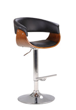 Eloisa Walnut/Black PU Leather Swivel Barstool