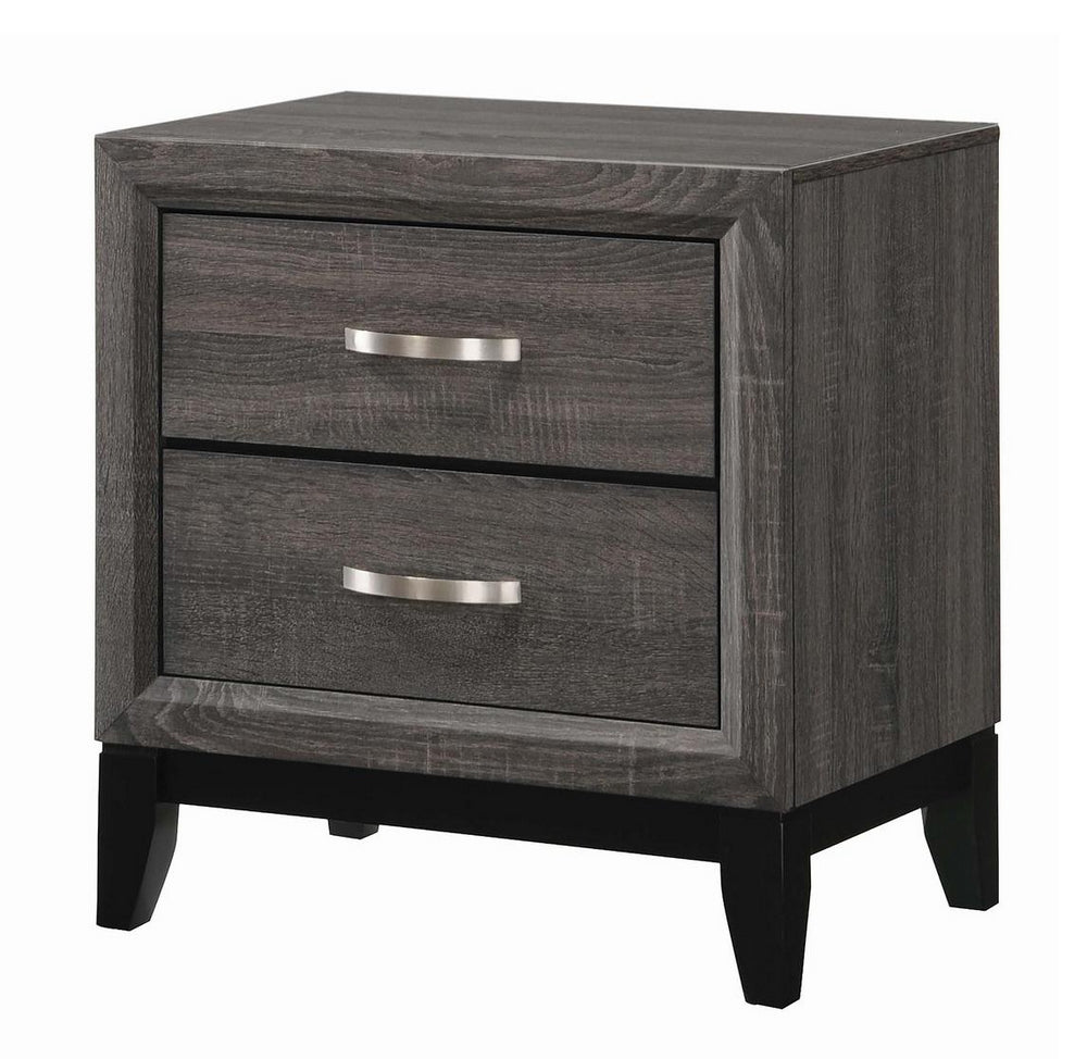 Watson Grey Oak/Black Wood 2-Drawer Nightstand