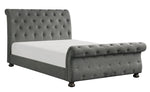 Crofton Gray Fabric Button Tufted King Bed