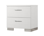 Felicity Glossy White Wood 2-Drawer Nightstand