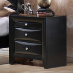 Briana Black Wood 2-Drawer Nightstand with Pull-Out Tray