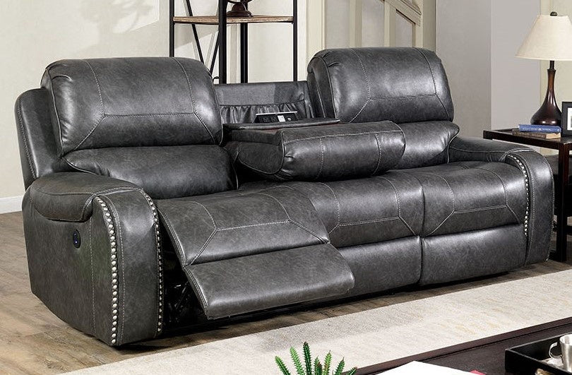 Walter Gray Leatherette Manual Recliner Sofa