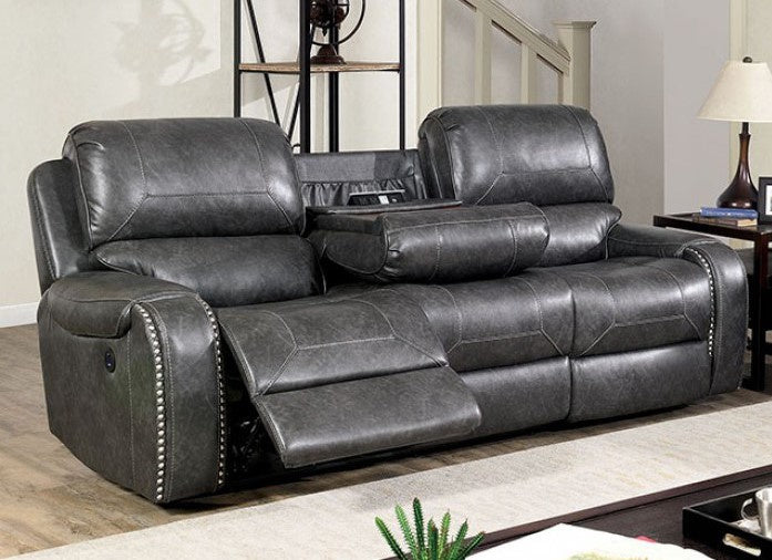 Walter Gray Leatherette Power Recliner Sofa