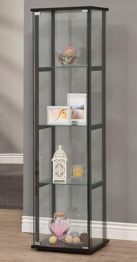 Melika Glass Curio Cabinet with Black Frame