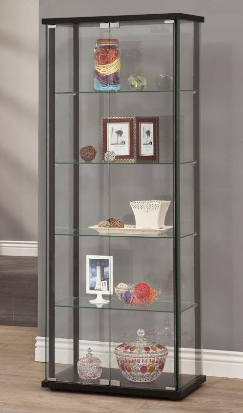 Melika Glass Curio Cabinet with Simple Black Frame