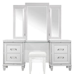 Tamsin White Metallic Wood Vanity Dresser with Mirror