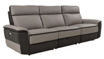 Laertes 2-Tones Gray Leather Power Recliner Sofa