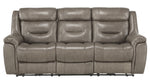 Danio Brownish Gray Leather Power Recliner Sofa