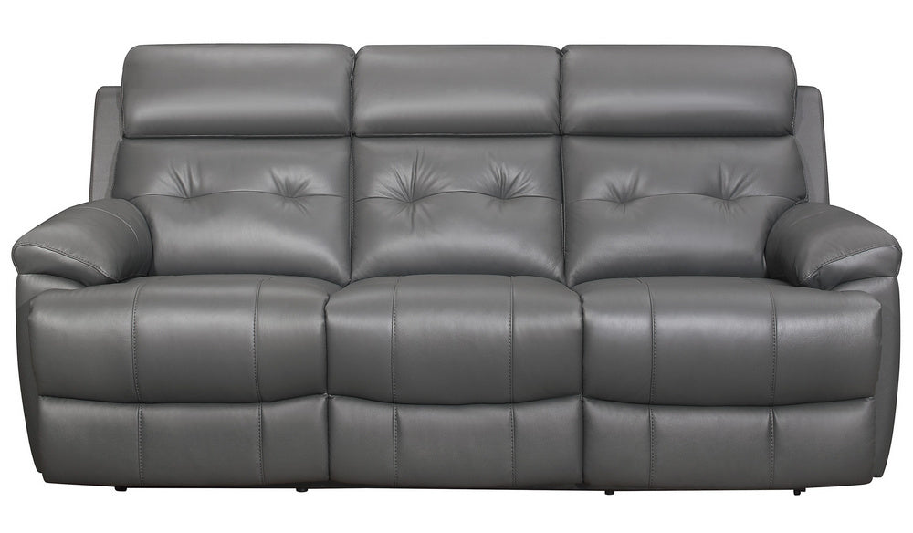 Lambent Dark Gray Leather Manual Recliner Sofa