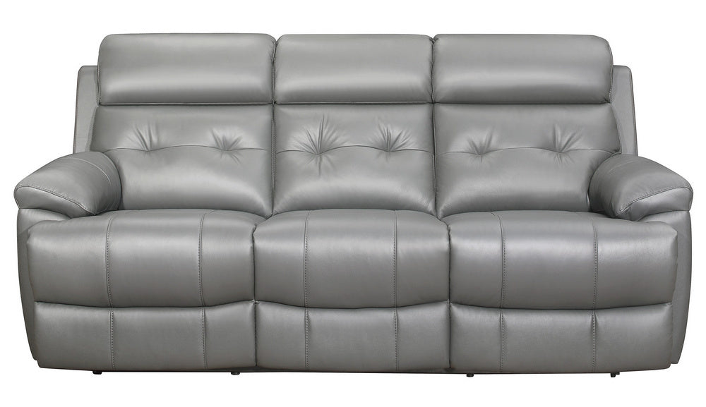 Lambent Gray Leather Manual Recliner Sofa