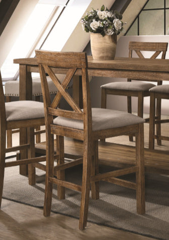 Martha II 2 Weathered Oak Fabric/Wood Counter Height Chairs