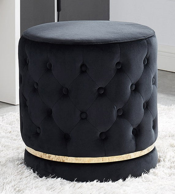 Shelby Black Velvet Round Swivel Stool