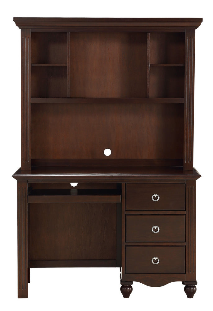 Meghan Espresso Wood Writing Desk with Hutch