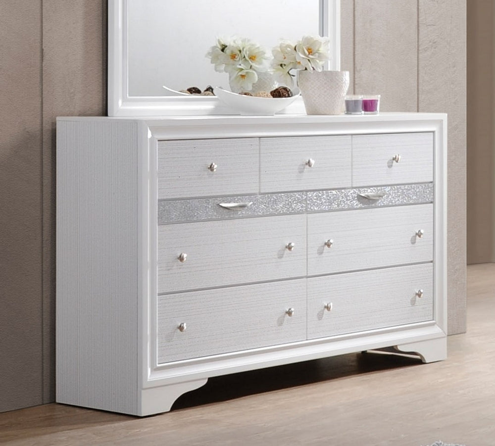 Naima White Wood 9-Drawer Dresser