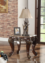 Vanna Brown Wood/Marble Top End Table