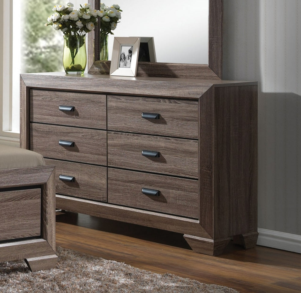 Lyndon Weathered Gray Grain Wood 6-Drawer Dresser