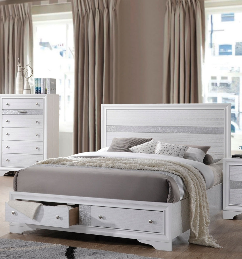 Naima White Wood Queen Storage Bed