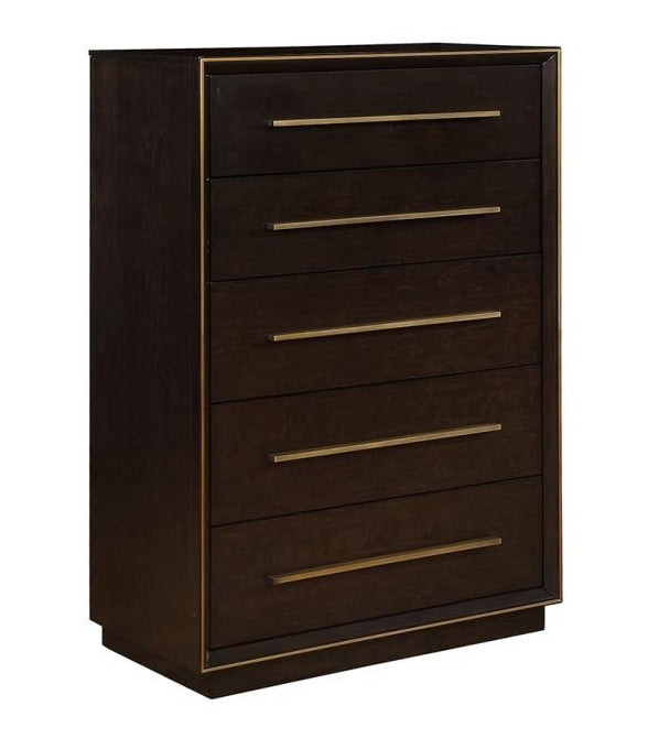 Luddington Smoked Peppercorn Wood 5-Drawer Chest